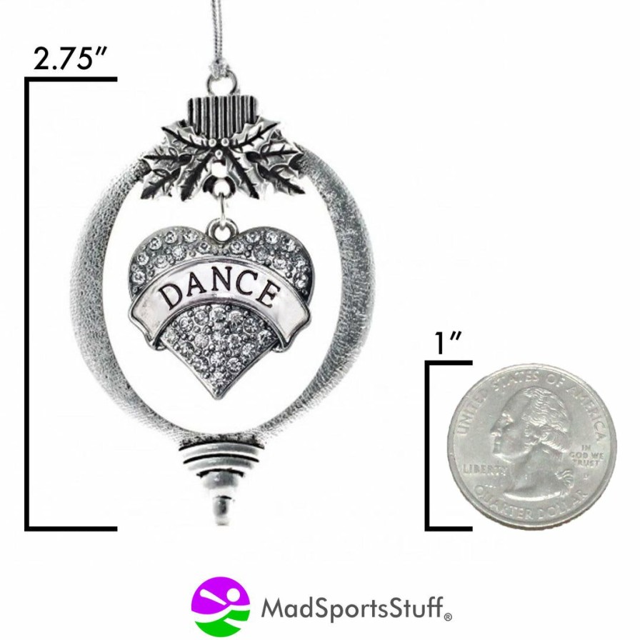 Accessories * | Deals Madsportsstuff Christmas Ornament For Dancer With Crystal Dance Heart Charm Ornaments