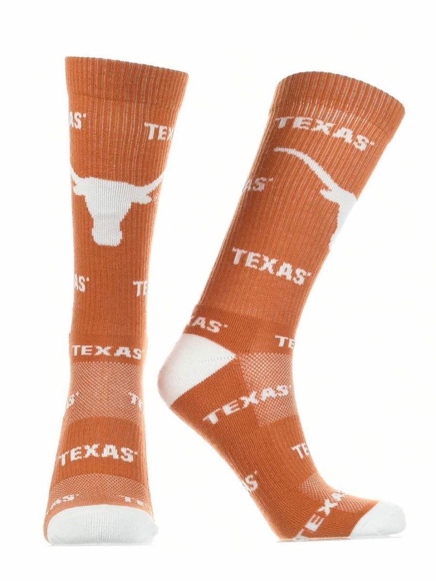 Ncaa Socks * | Outlet Tck All Schools Texas Longhorns Socks Crew Length Sock Mayhem Burnt Orange/White