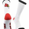 Ncaa Socks * | Hot Sale Tck Louisville Cardinals Socks Basic Crew White Socks All Schools White/Black/Red