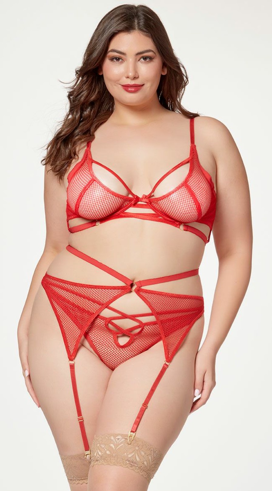 Lingerie * | Seven 'Til Midnight Plus Size Dynamic Lover Fishnet Bra Set