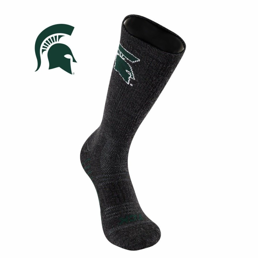 Ncaa Socks * | Best Reviews Of All Schools Tck Michigan State University Spartans Socks Pure Merino Wool Far Trek Charcoal/Green/White