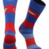 Ncaa Socks * | New Tck Ku Kansas Jayhawks Socks Game Day Striped Crew Socks All Schools Blue/Crimson