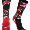 Ncaa Socks * | Promo Tck Sports All Schools Wisconsin Badgers Socks Woodland Camo Crew Black/Cardinal