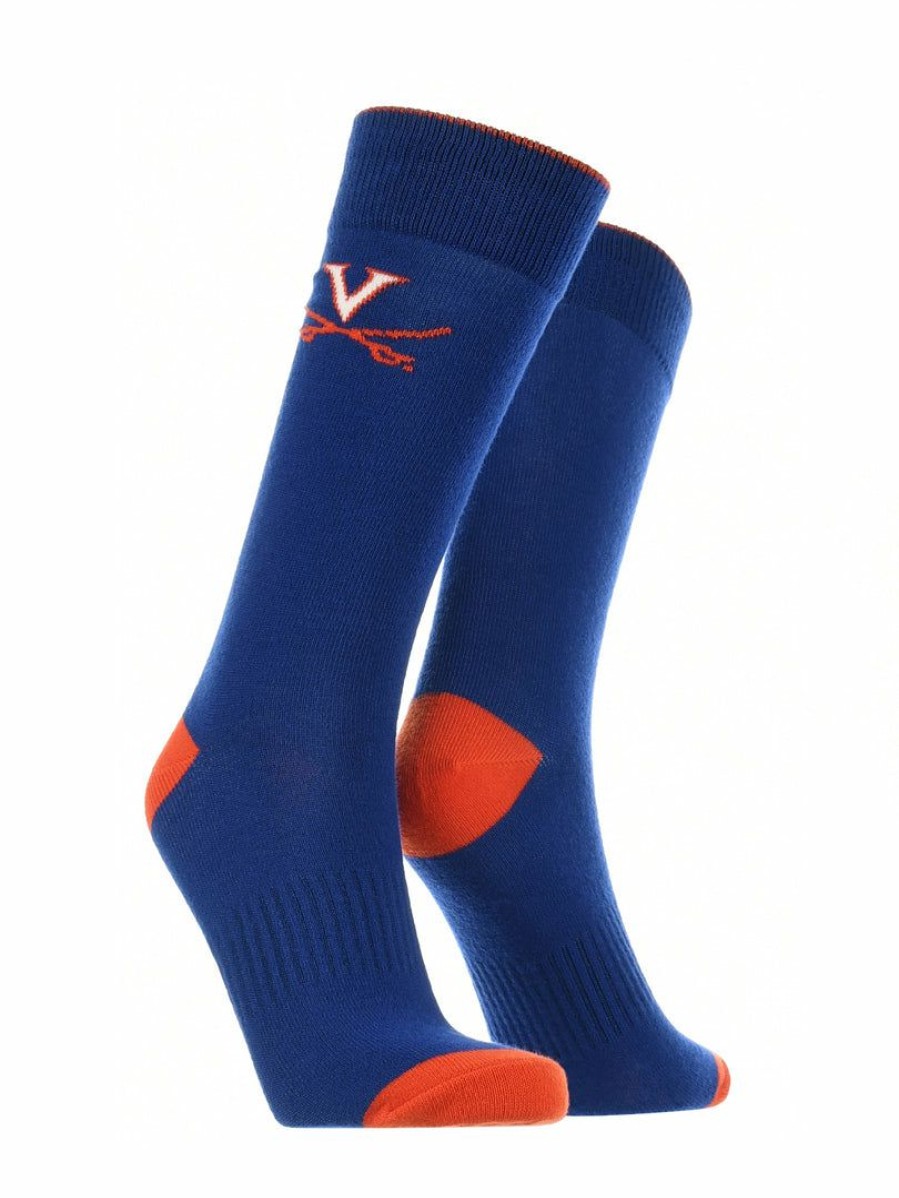 Ncaa Socks * | Best Deal Tck Virginia Cavaliers Dress Socks Dean'S List Crew Length Socks Blue/Orange