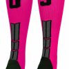 Ncaa Socks * | Best Sale Madsportsstuff Baseball Socks Neon Pink And Black Player Id Custom Number Over The Calf Socks For Softball Baseball Football Boys And Girls