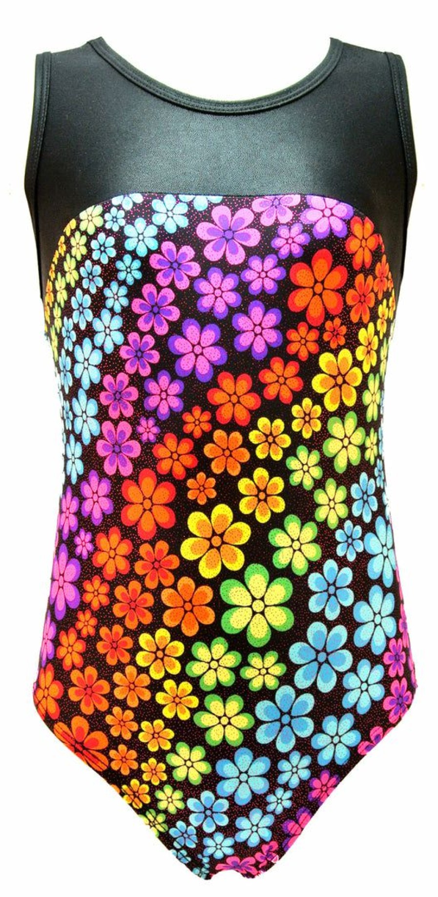 By Sport * | Brand New Madsportsstuff Keyhole Style Girls Gymnastics Leotard Leotards Rainbow Flowers