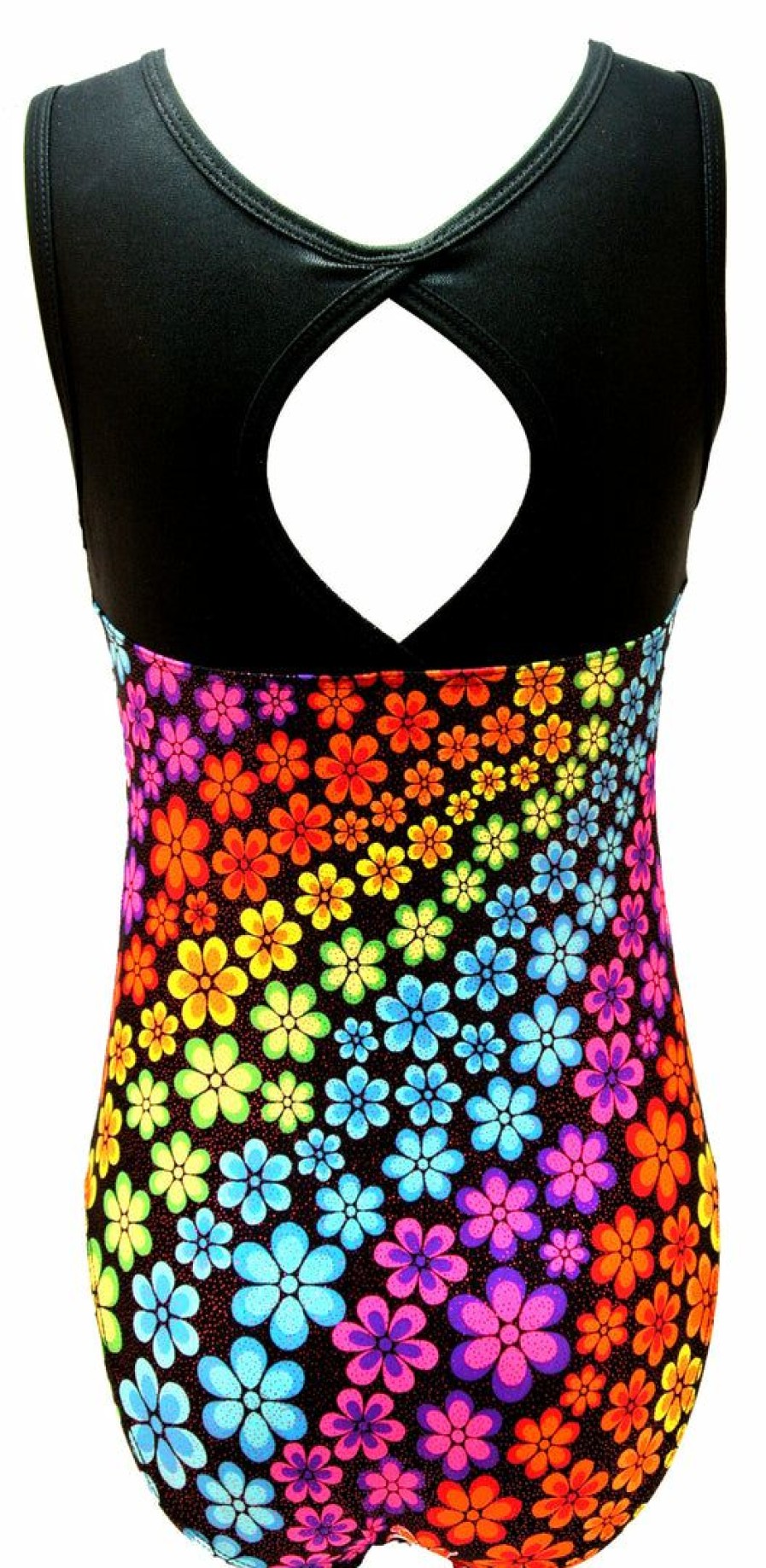 By Sport * | Brand New Madsportsstuff Keyhole Style Girls Gymnastics Leotard Leotards Rainbow Flowers