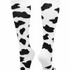 Ncaa Socks * | Budget Tck Softball Socks Krazisox Cow Print Over The Calf Socks White/Black