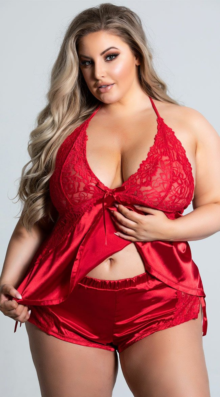 Lingerie * | Yandy Plus Size Enticing Words Satin Cami Set