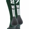 Ncaa Socks * | Buy Madsportsstuff Dark Green Player Id Custom Number Crew Socks For Basketball Lacrosse Volleyball Boys And Girls