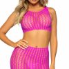 Lingerie * | Leg Avenue Neon Crochet Crop Top And Skirt Set