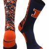 Ncaa Socks * | Promo Tck Illinois Fighting Illini Socks Digital Camo Crew Navy/Orange/White