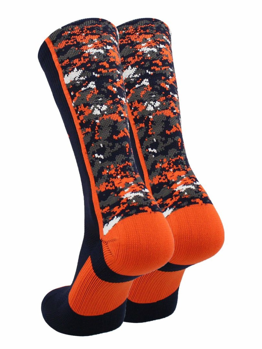 Ncaa Socks * | Promo Tck Illinois Fighting Illini Socks Digital Camo Crew Navy/Orange/White