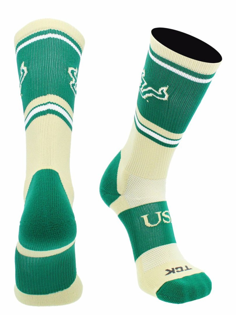 Ncaa Socks * | Best Deal Tck Sports University Of South Florida Bulls Socks Jersey Crew All Schools Gold/Green