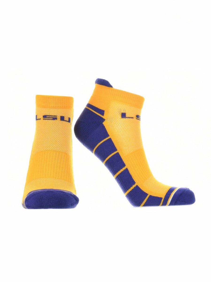 Ncaa Socks * | Best Reviews Of Tck Lsu Tigers Low Cut Ankle Socks With Tab Gold/Purple