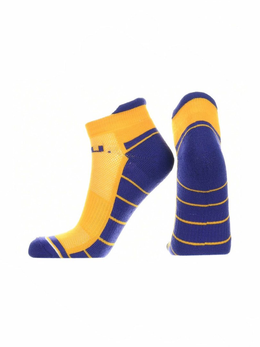 Ncaa Socks * | Best Reviews Of Tck Lsu Tigers Low Cut Ankle Socks With Tab Gold/Purple