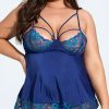 Lingerie * | Icollection Plus Size Floral Frenzy Babydoll Set