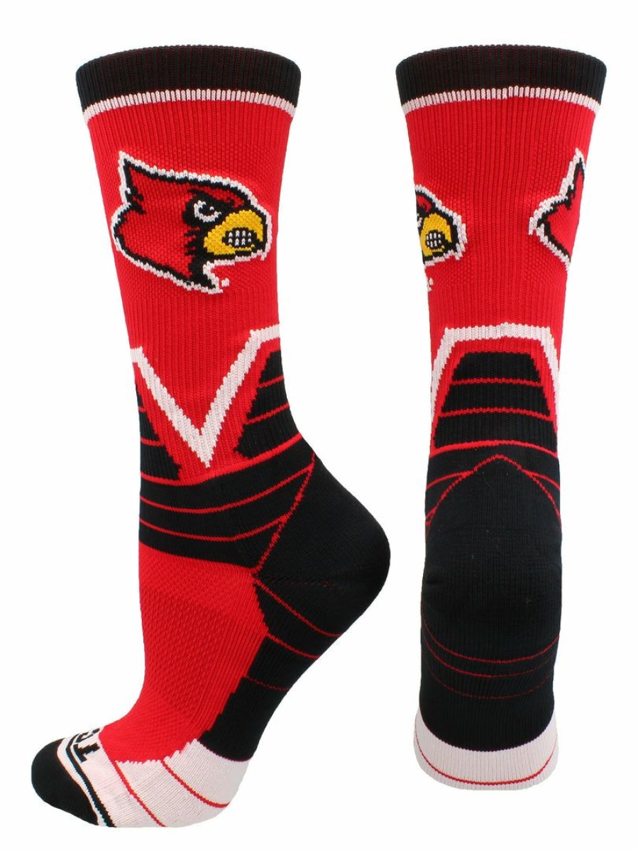 Ncaa Socks * | Budget Tck Louisville Cardinals Socks Victory Crew All Schools Red/Black/White