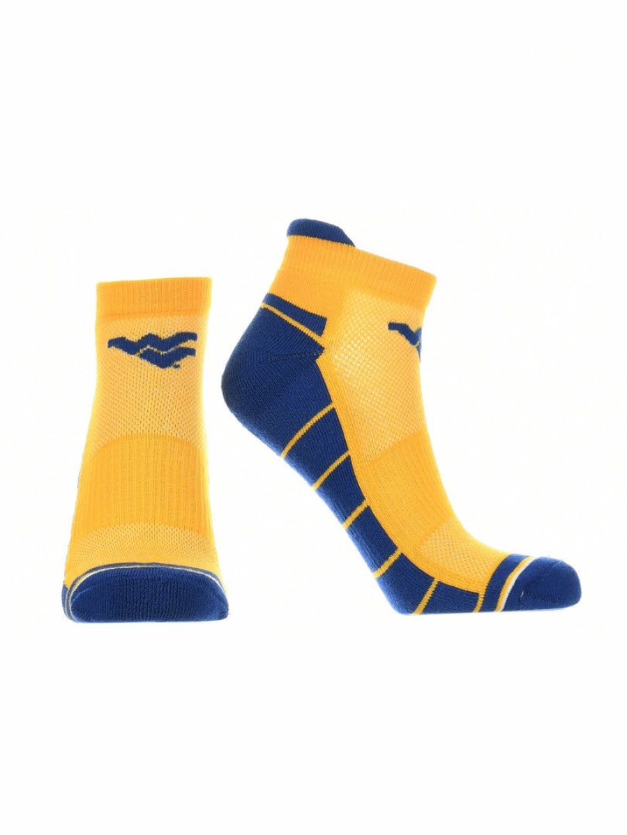 Ncaa Socks * | New Tck West Virginia Mountaineers Low Cut Ankle Socks With Tab Gold/Blue