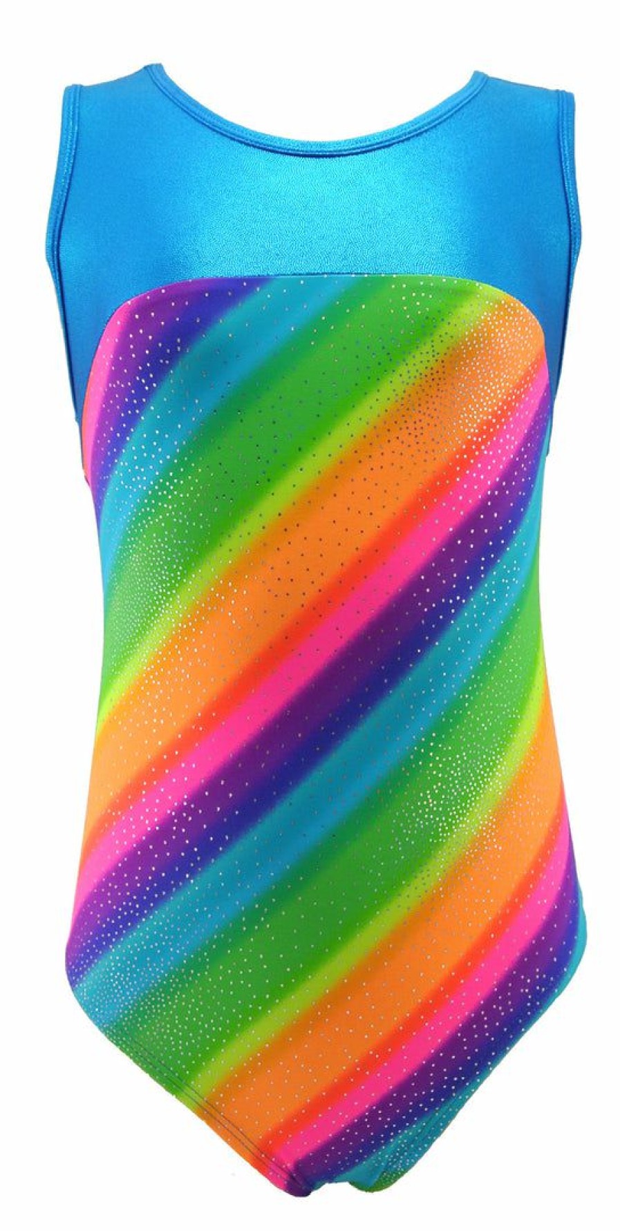 By Sport * | Deals Madsportsstuff Leotards Keyhole Style Girls Gymnastics Leotard Rainbow Sparkle