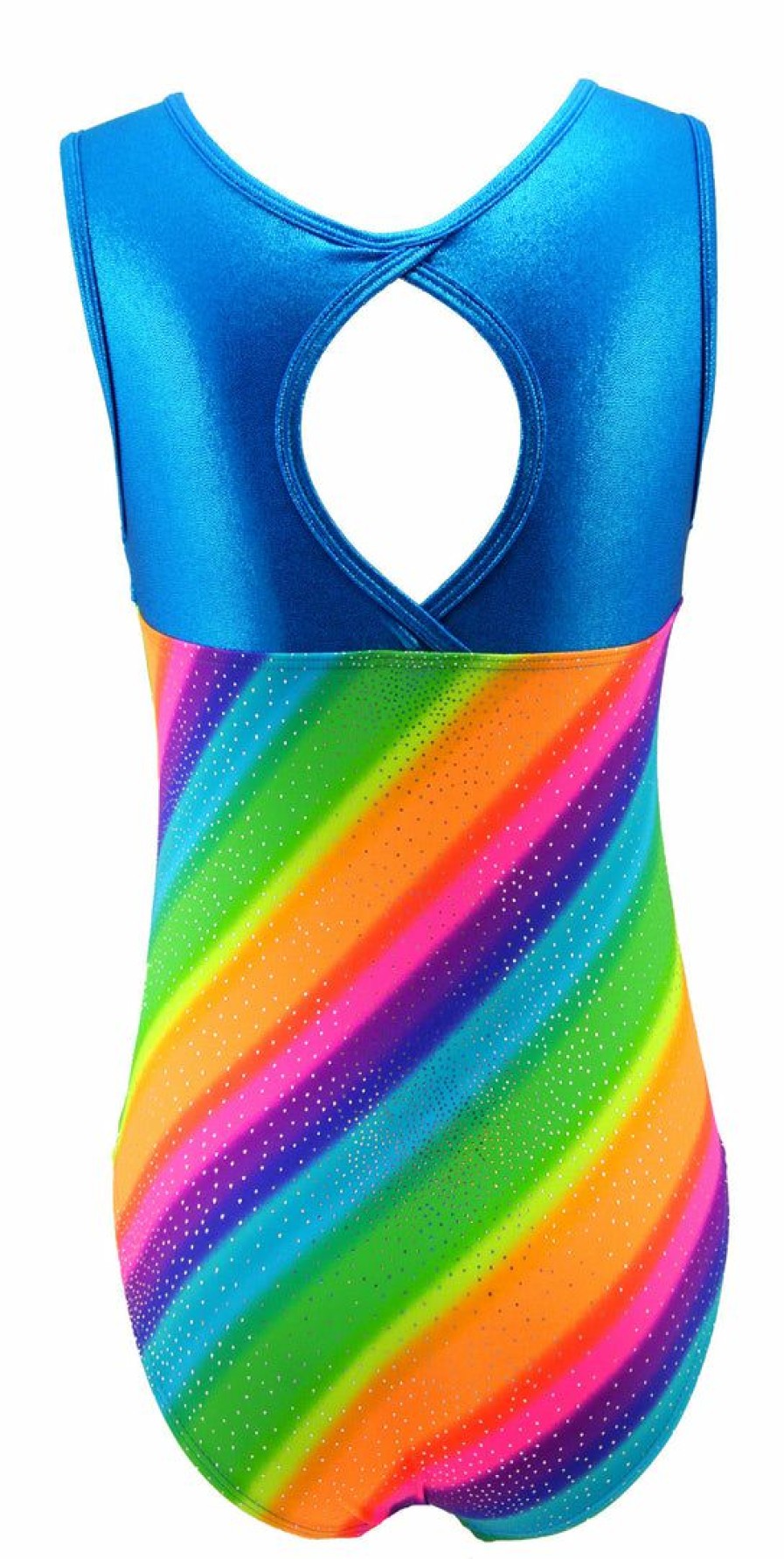 By Sport * | Deals Madsportsstuff Leotards Keyhole Style Girls Gymnastics Leotard Rainbow Sparkle