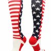 Ncaa Socks * | Best Reviews Of Madsportsstuff Usa American Flag Stars And Stripes Over The Calf Socks