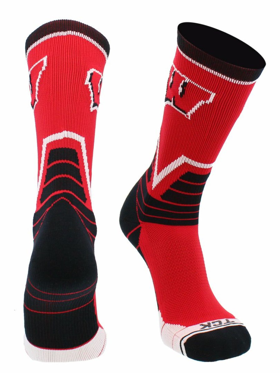 Ncaa Socks * | Wholesale Tck Wisconsin Badgers Socks Victory Crew All Schools Black/Cardinal/White