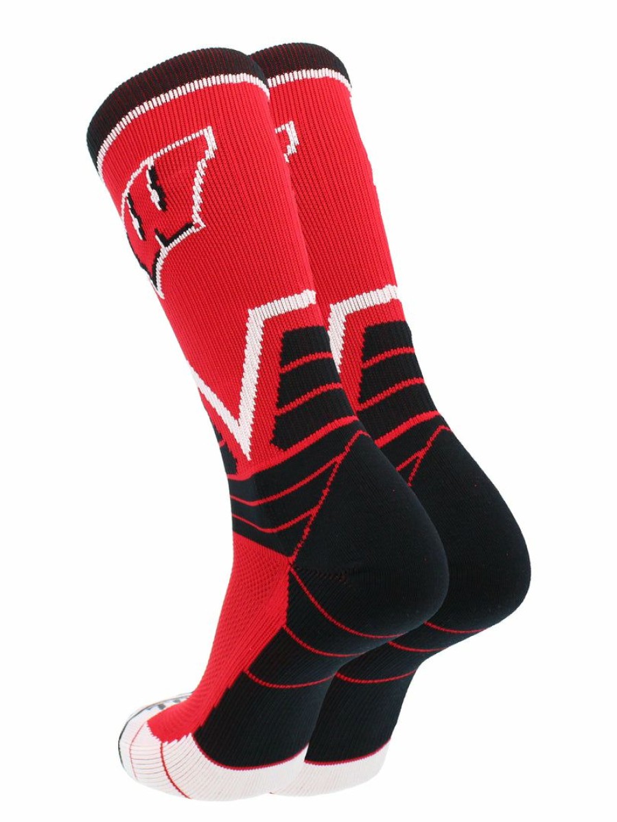 Ncaa Socks * | Wholesale Tck Wisconsin Badgers Socks Victory Crew All Schools Black/Cardinal/White