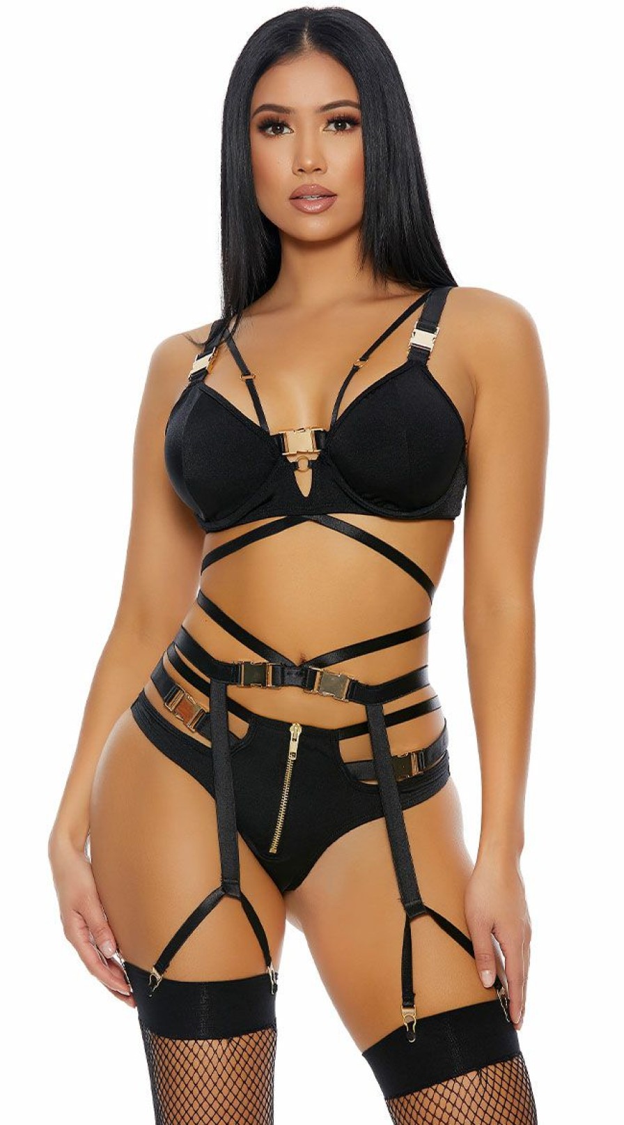 Lingerie * | Forplay Buckle Up Bra Set