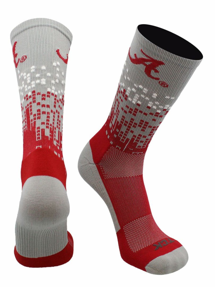 Ncaa Socks * | Best Deal Tck Alabama Crimson Tide Socks Downtown Crew Grey/Crimson/White