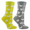 Ncaa Socks * | Discount Whd Chicken Socks For Women With Fuzzy Feather Chickens Chicken Lovers Gift 2-Pack Yellow/Gray Heather