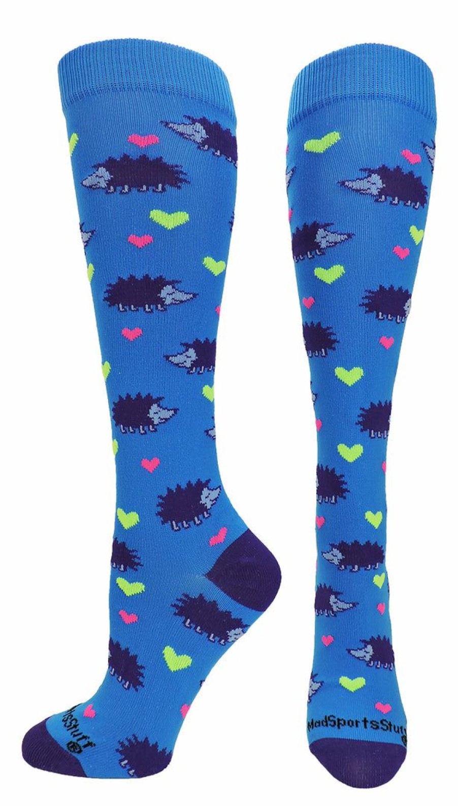 Ncaa Socks * | Buy Madsportsstuff Hedgehog Love Over The Calf Athletic Socks Softball Socks Electric Blue/Purple