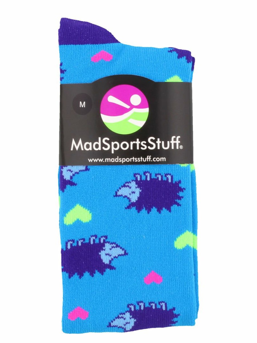 Ncaa Socks * | Buy Madsportsstuff Hedgehog Love Over The Calf Athletic Socks Softball Socks Electric Blue/Purple