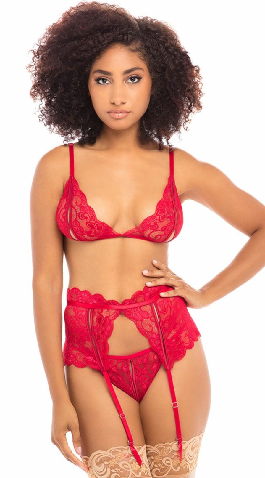 Lingerie * | Oh La La Cheri Split Decision Lace Bra Set