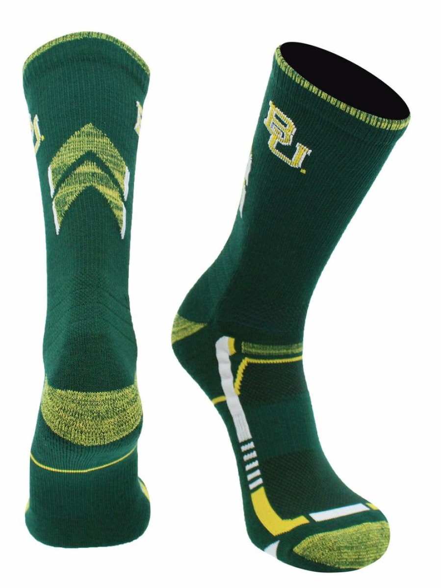 Ncaa Socks * | Cheapest Tck Baylor Bears Socks Baylor University Bears Champion Crew Socks Green/Gold