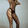 Lingerie * | Baci One Shoulder Fishnet Bodystocking