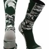 Ncaa Socks * | Best Deal Tck Michigan State Spartans Socks Woodland Camo Crew All Schools Dark Green/Grey/White