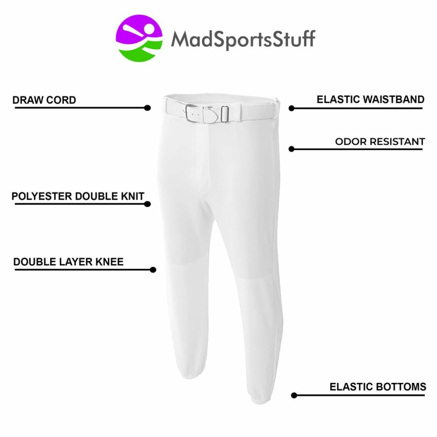 By Sport * | Buy Madsportsstuff Mens Baseball Pants Elastic Bottom Adult Basic Line