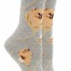 Ncaa Socks * | Coupon Whd Pomeranian Socks For Women Gift For Dog Lovers Crazy Socks Crew Gray