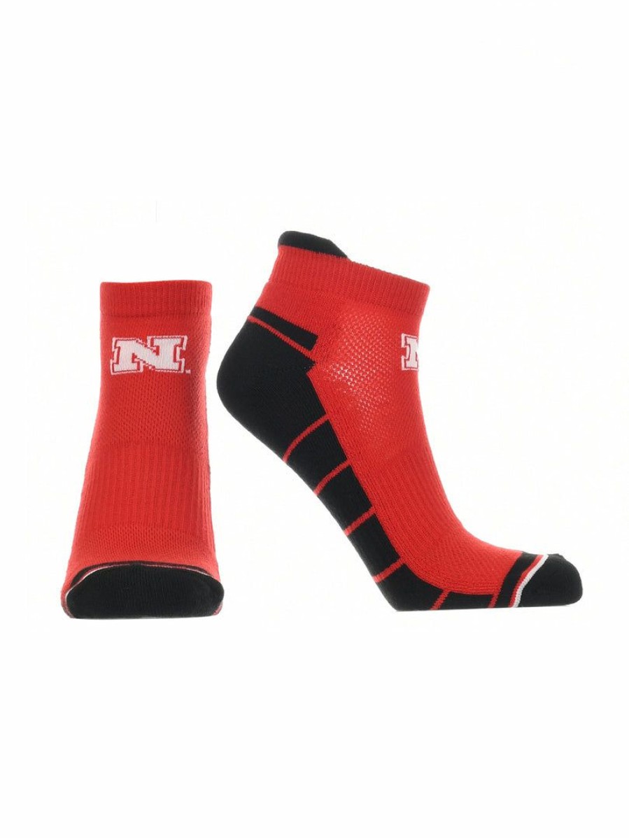 Ncaa Socks * | Wholesale Tck Nebraska Cornhuskers Low Cut Ankle Socks With Tab All Schools Red/Black