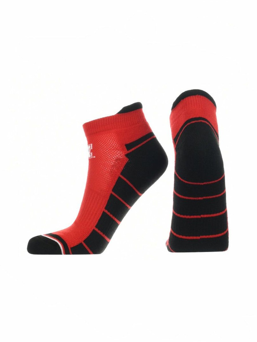 Ncaa Socks * | Wholesale Tck Nebraska Cornhuskers Low Cut Ankle Socks With Tab All Schools Red/Black