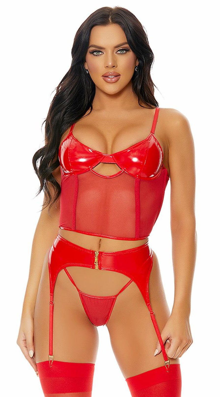 Lingerie * | Forplay Slick Me Up Bustier Set