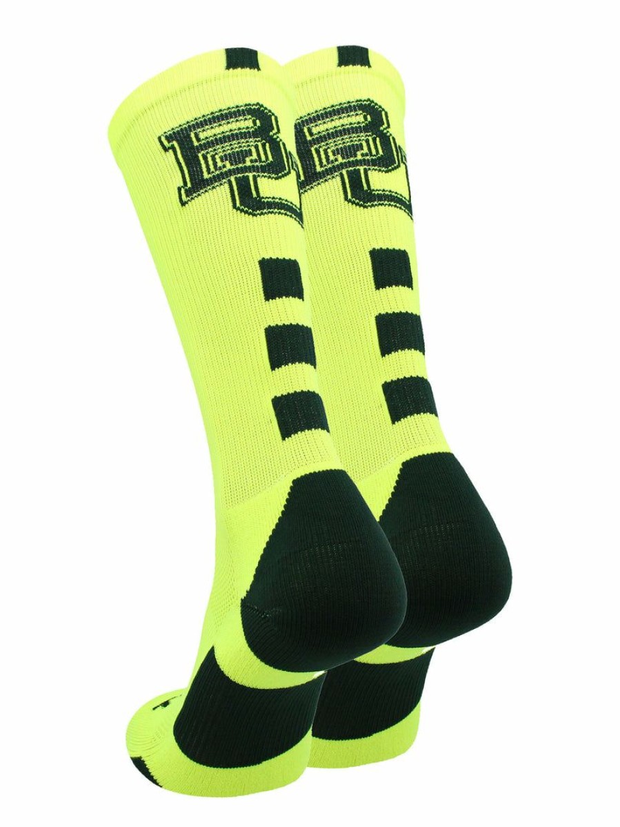 Ncaa Socks * | Budget Tck All Schools Baylor Bears Socks Baseline Crew Neon Yellow/Dark Green