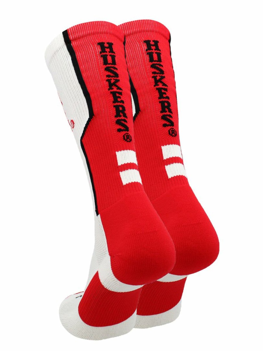 Ncaa Socks * | Top 10 Tck Nebraska Cornhuskers Socks Perimeter Crew All Schools White/Scarlet/Black