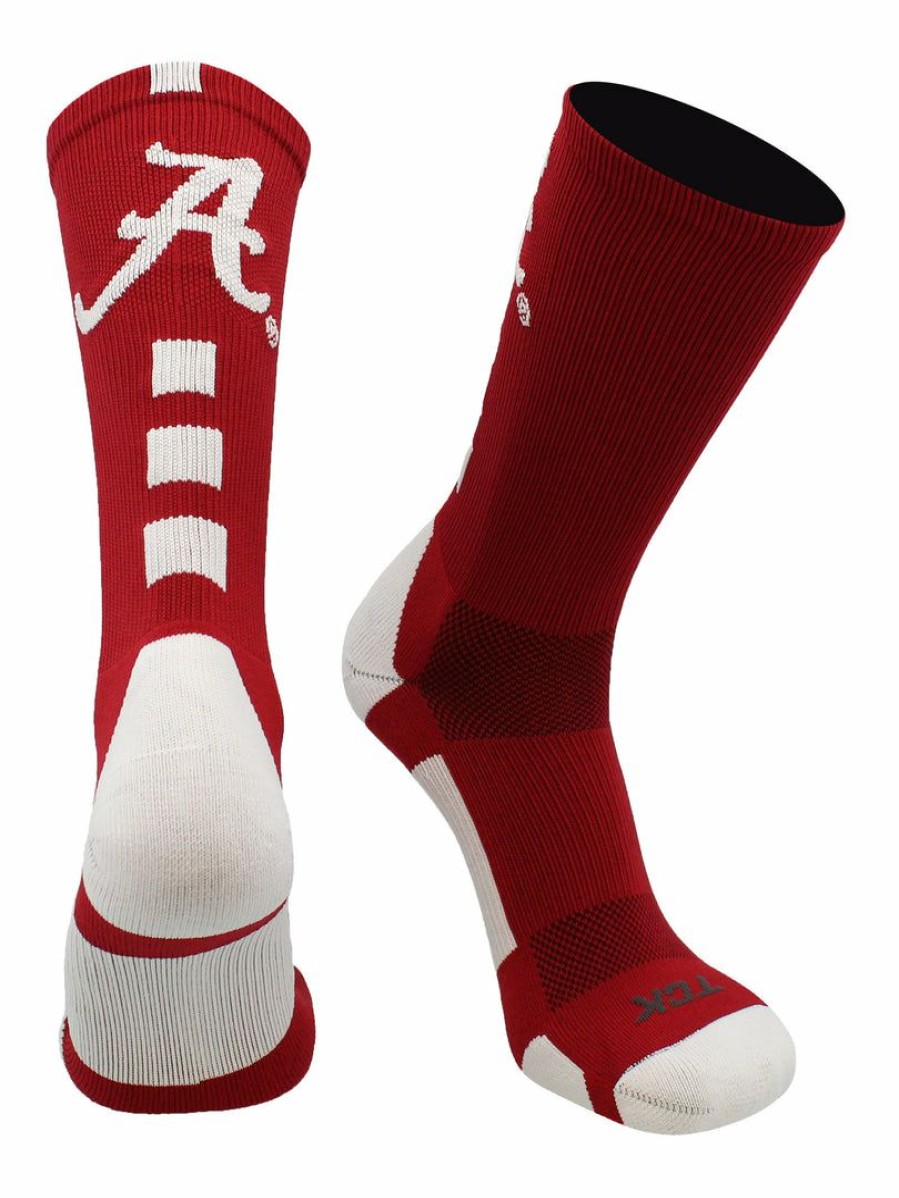 Ncaa Socks * | Best Pirce Tck Alabama Crimson Tide Socks Baseline Crew Crimson/White