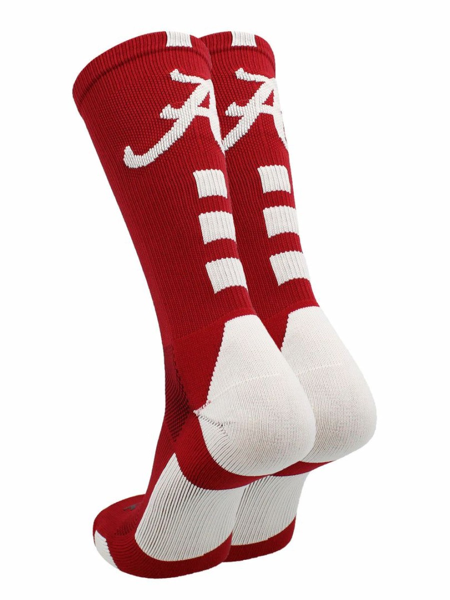 Ncaa Socks * | Best Pirce Tck Alabama Crimson Tide Socks Baseline Crew Crimson/White