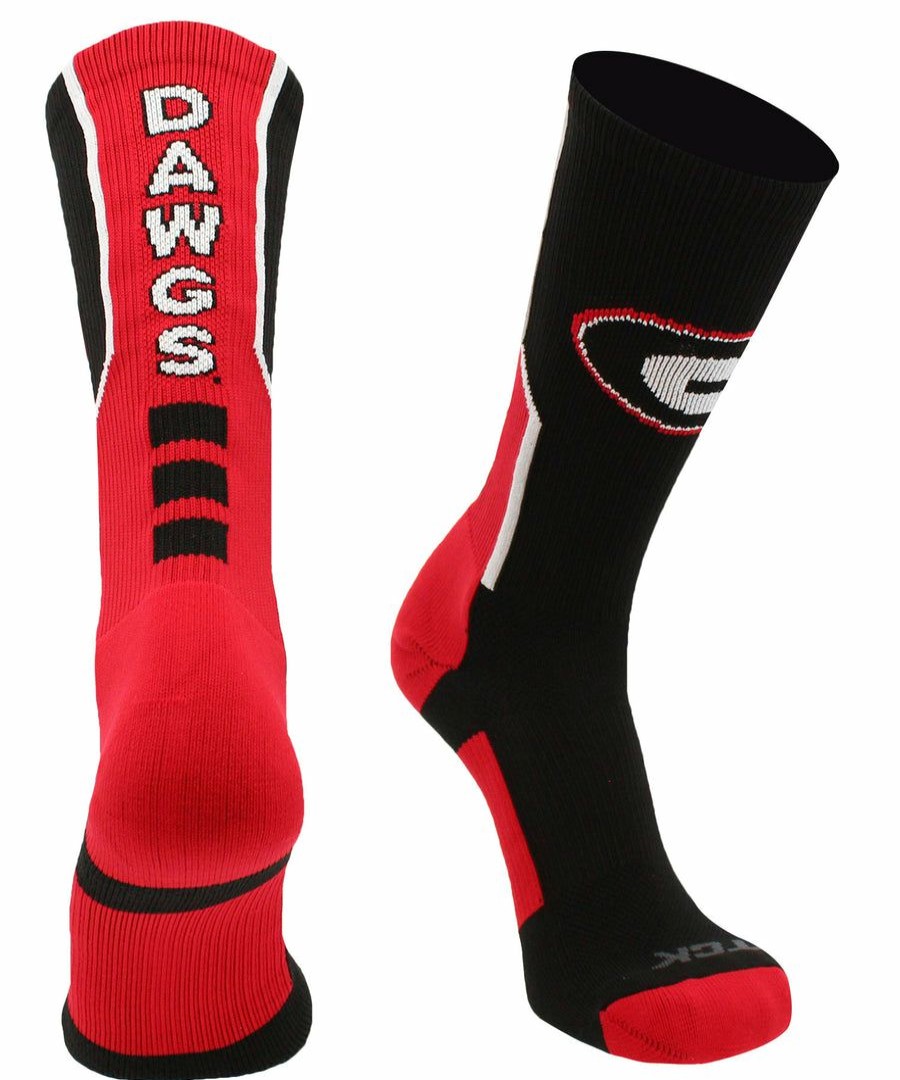 Ncaa Socks * | Best Deal Tck University Of Georgia Bulldogs Socks Perimeter Crew Black/Scarlet/White