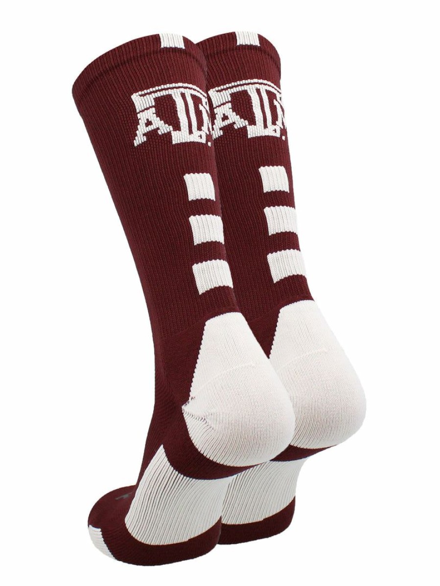 Ncaa Socks * | Best Deal Tck Texas A&M Aggies Socks Baseline Crew Maroon/White