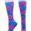 Ncaa Socks * | Deals Madsportsstuff Donut Socks With Pink Frosting And Sprinkles Paradise Blue/Neon Pink