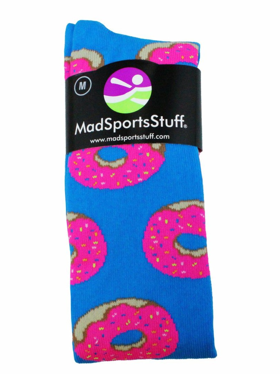 Ncaa Socks * | Deals Madsportsstuff Donut Socks With Pink Frosting And Sprinkles Paradise Blue/Neon Pink